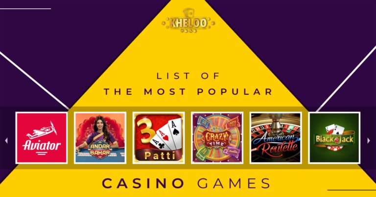 List of the Most Popular Casino Games